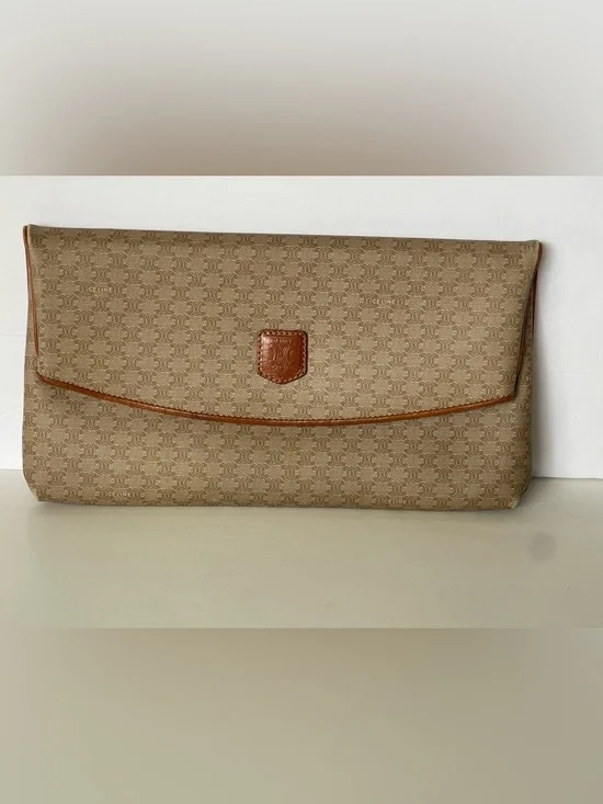 Vintage Celine Macadam Canvas Clutch | Classic Monogram Envelope Bag with COA - Picture 2 of 13